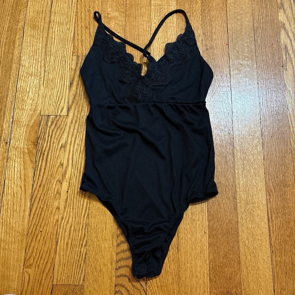 Elegant Black Lace Bodysuit